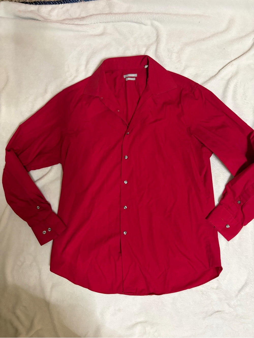 Van Heusen Men's Bright Red Long-Sleeve Dress Shirt large